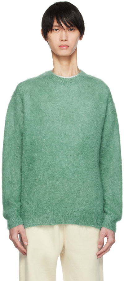 Shop Auralee Green Brushed Sweater In 24589328 Jade Green