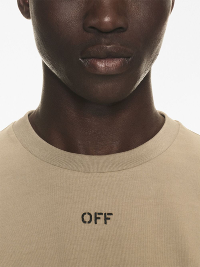 Shop Off-white T-shirt Slim Con Logo In Beige