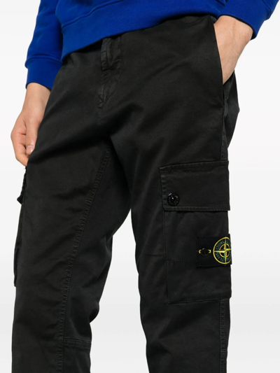 Shop Stone Island Pantalone Cargo In Black