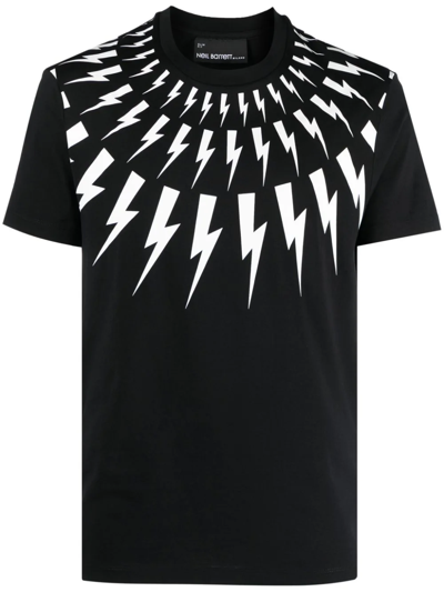 Shop Neil Barrett T-shirt Con Stampa Thunderbolt In Black