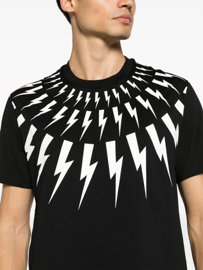 Shop Neil Barrett T-shirt Con Stampa Thunderbolt In Black