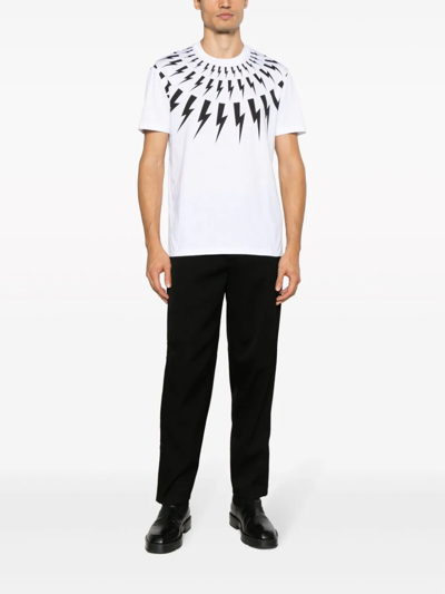 Shop Neil Barrett T-shirt Con Stampa Thunderbolt In White