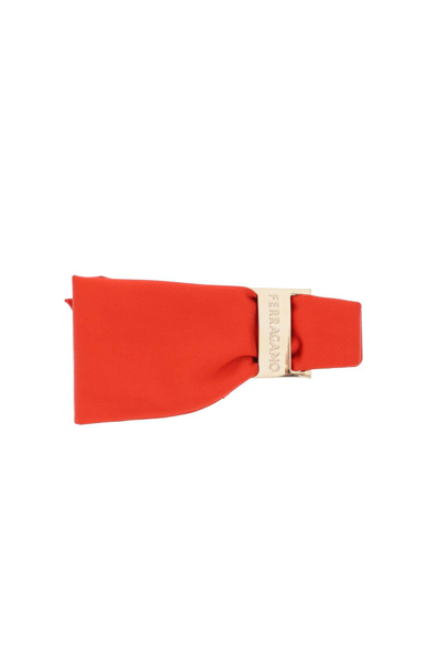 Shop Ferragamo Hair Clip With Asymmetrical Bow In Red