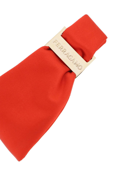 Shop Ferragamo Hair Clip With Asymmetrical Bow In Red