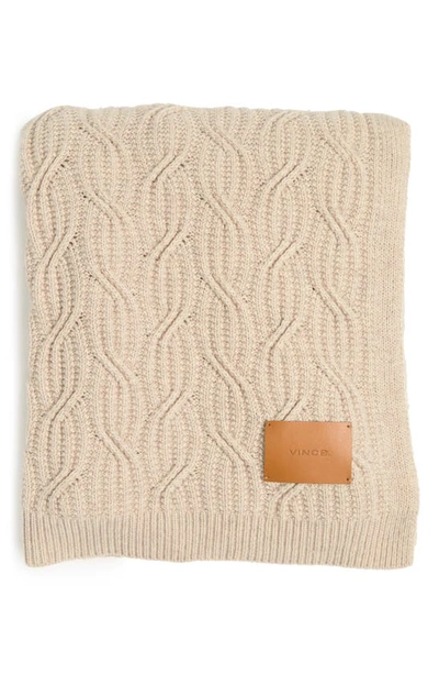 Shop Amicale Cable Knit Throw In Beige