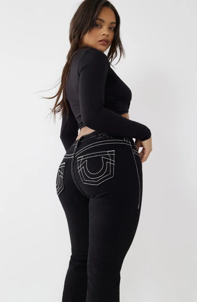 Shop True Religion Brand Jeans Becca Big T Bootcut Jeans In Black Rinse Destroy
