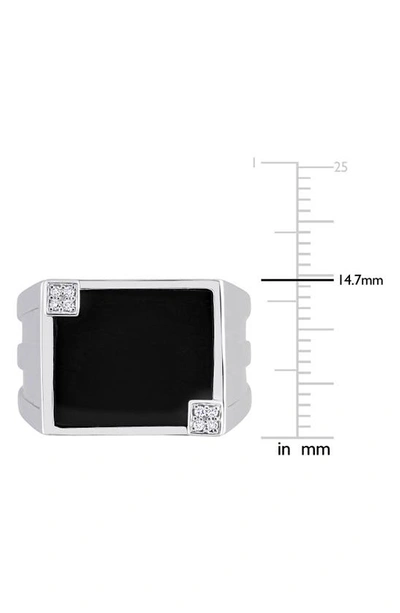 Delmar Onyx & Diamond Square Ring In Black