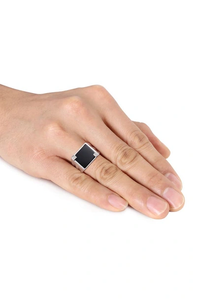 Shop Delmar Onyx & Diamond Square Ring In Black