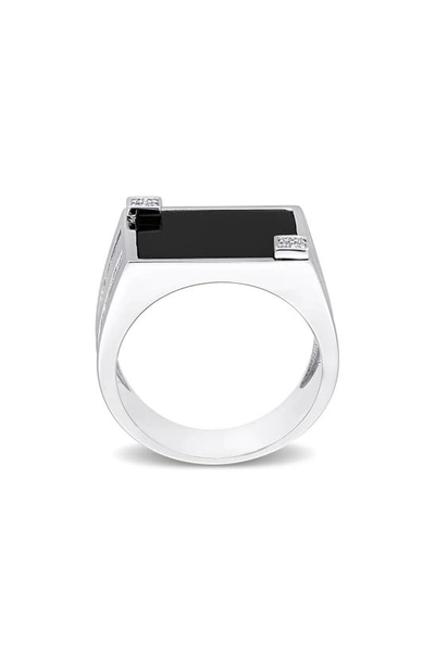 Delmar Onyx & Diamond Square Ring In Black