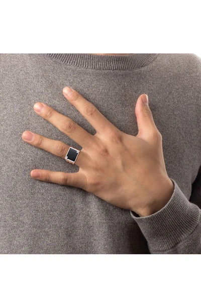 Delmar Onyx & Diamond Square Ring In Black