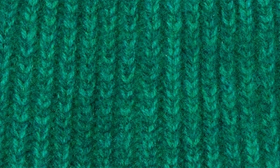 Shop Stewart Of Scotland Two-tone Rib Knit Beanie With Genuine Shearling Pom In Green Multi