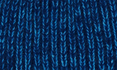 Shop Stewart Of Scotland Two-tone Rib Knit Beanie With Genuine Shearling Pom In Navy/ Bright Blue