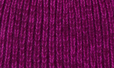Shop Stewart Of Scotland Two-tone Rib Knit Beanie With Genuine Shearling Pom In Purple Pink