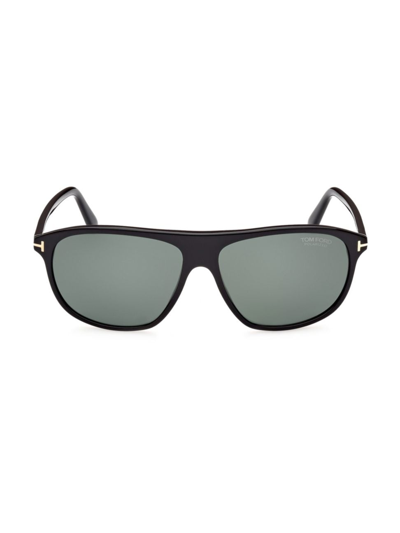 Shop Tom Ford Men's Prescott 60mm Square Sunglasses In Black Green