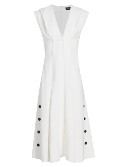Shop Proenza Schouler Women's Crepe Side-button Midi-dress In White