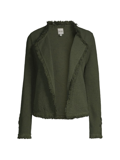 Shop Nic + Zoe Women's Open-front Cotton-blend Jacket In Green