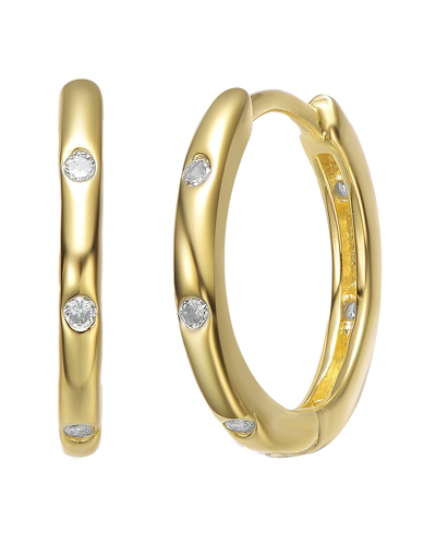Genevive 14k Yellow Gold Plated With Cubic Zirconia Hoop Ea