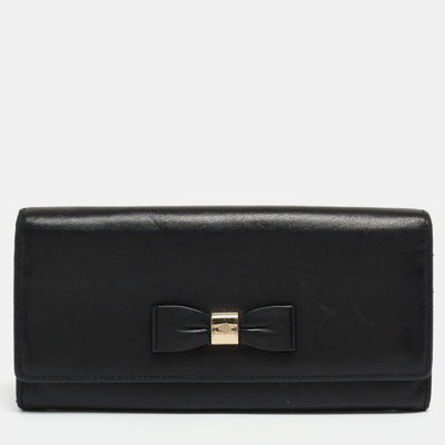 Pre-owned Mulberry Black Leather Bow Continental Wallet