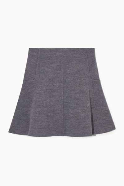 Shop Cos Boiled-wool Mini Skirt In Grey