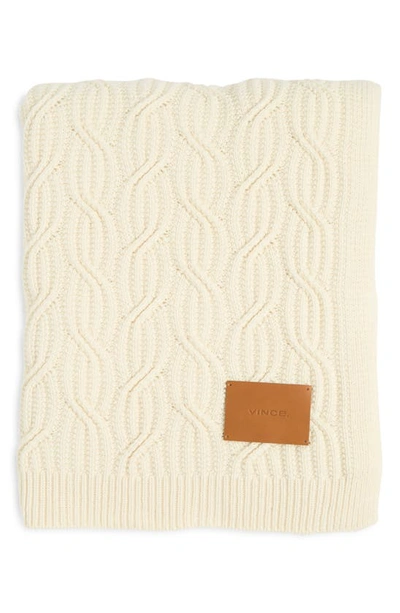 Shop Amicale Cable Knit Throw In Ivory