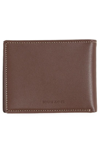 Shop Original Penguin Leather Wallet & Card Tool Set In Tan