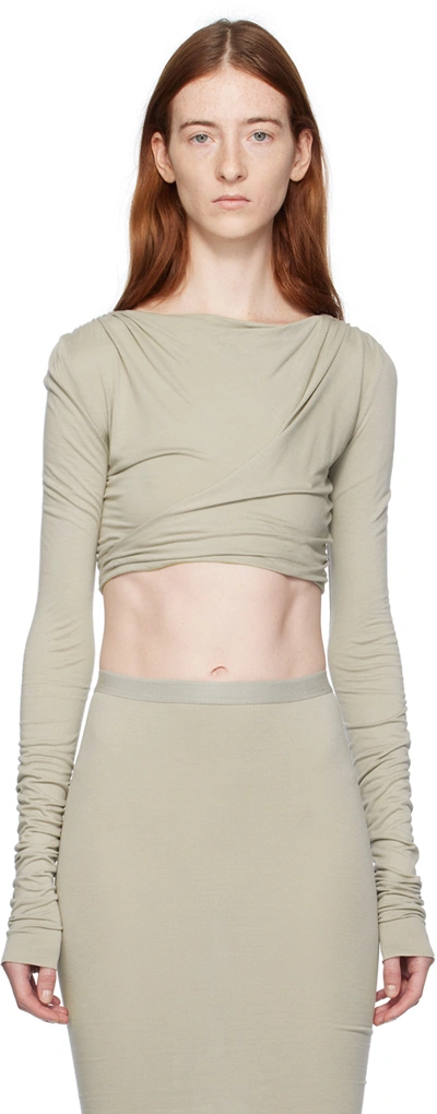 Shop Rick Owens Off-white Jade Long Sleeve T-shirt In 08 Pearl