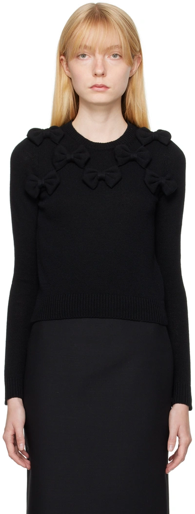 Shop Valentino Black Bows Sweater In 0no Nero