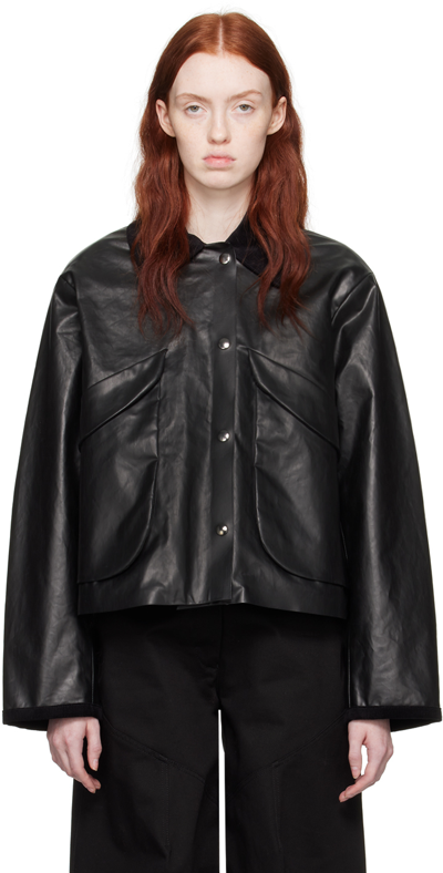Shop Kassl Editions Black Coated Jacket In 0001 Black