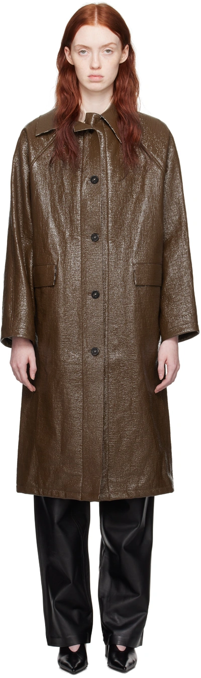Shop Kassl Editions Brown Original Coat In 0014 Brown / Check