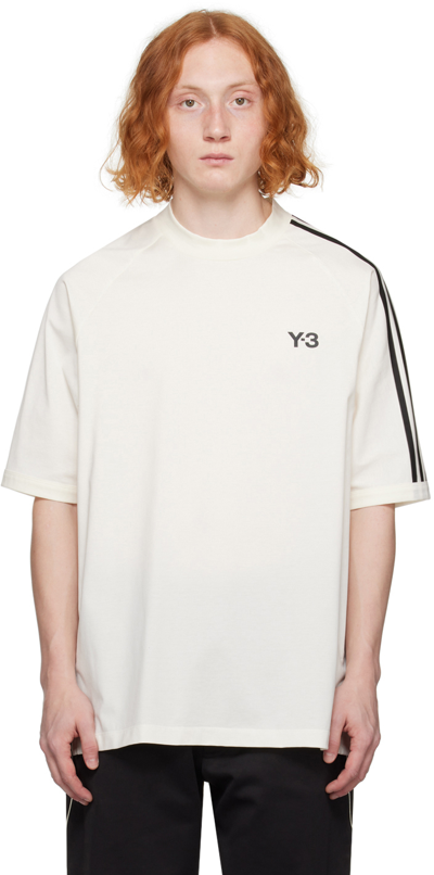 Shop Y-3 Off-white 3-stripes T-shirt In Off White/black