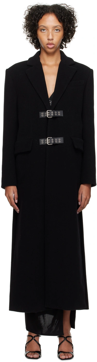 Moschino Jeans Black Pin-buckle Coat In A0555 Black