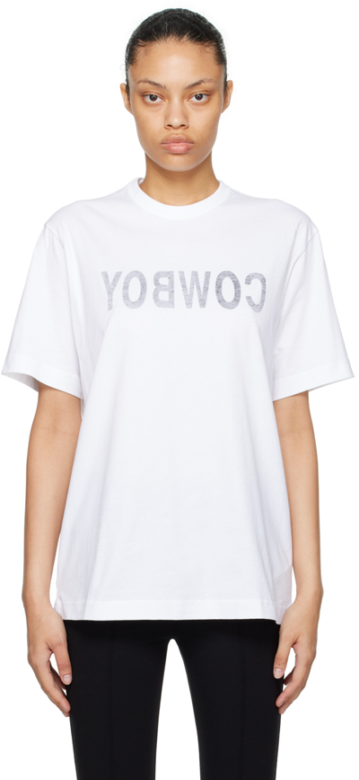 Shop Helmut Lang White 'cowboy' T-shirt
