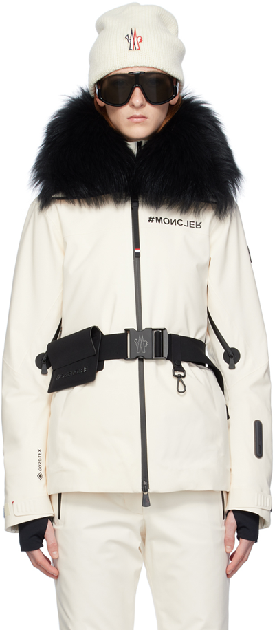 Shop Moncler Off-white Vizelle Down Jacket In 35 White