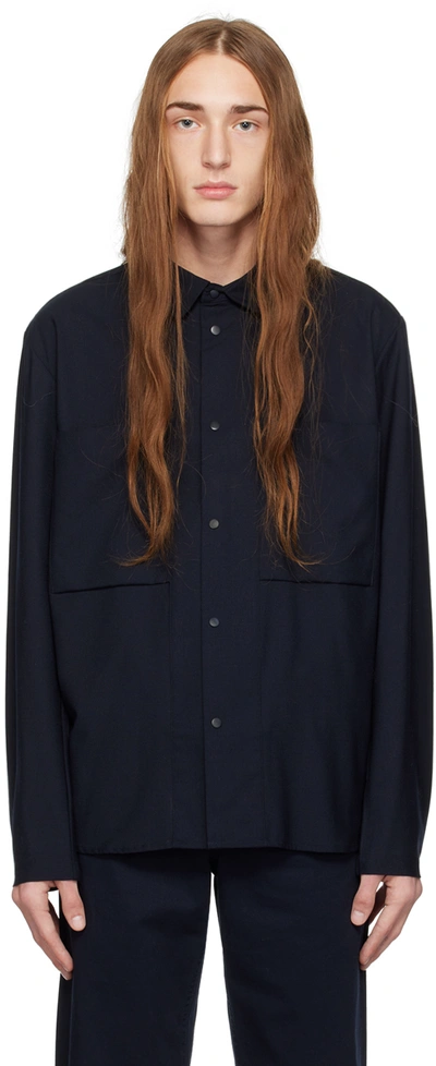 Shop Norse Projects Navy Jens Shirt In Dark Navy