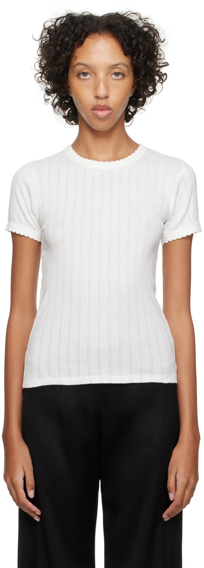 Shop Leset White Scalloped T-shirt