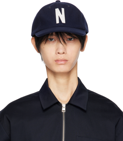 Shop Norse Projects Navy Sports Cap In Dark Navy