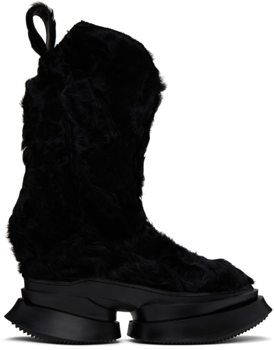 Shop Julius Black Long Fur Boots