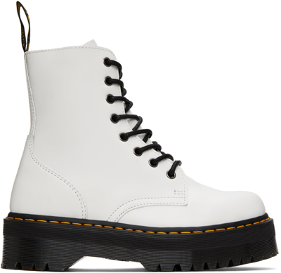 Shop Dr. Martens' White Jadon Platform Boots In White Smooth