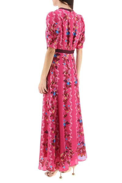 Shop Saloni Tabitha Jacquard Satin Long Dress In Multicolor