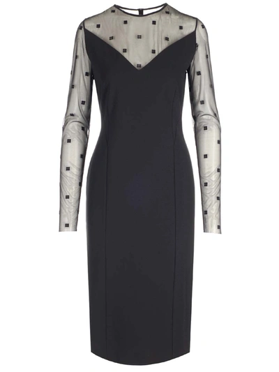 Givenchy Bi-material Dress With 4g Motif In Black