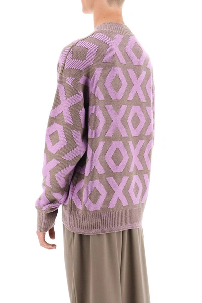 Shop Acne Studios Wool And Cotton Jacquard Sweater In Multicolor