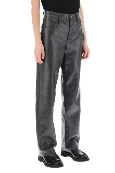 Shop Agolde Sloane Recycled-leather Pants In Grey
