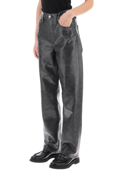 Shop Agolde Sloane Recycled-leather Pants In Grey