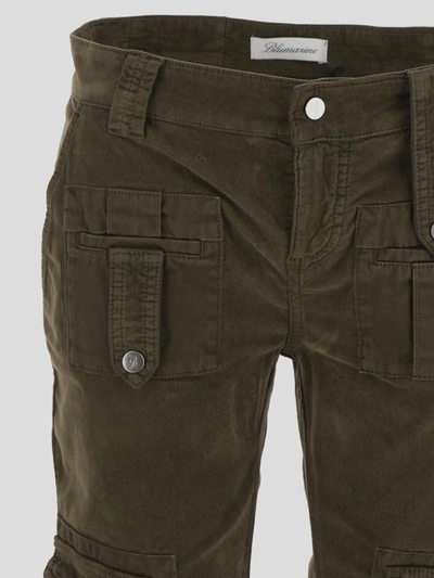 Blumarine Velvet Flared Cargo Trousers In Green | ModeSens