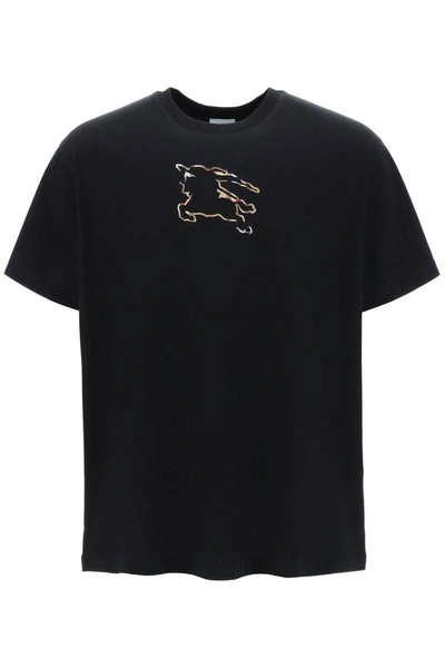Shop Burberry Ekd Inlay T-shirt In Black