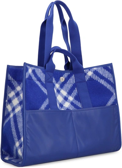 Shop Burberry Wool Tote In Blue