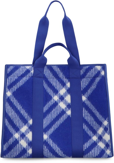 Shop Burberry Wool Tote In Blue
