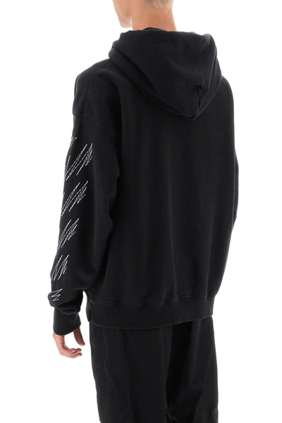 Shop Off-white Hoodie With Contrasting Topstitching In Black