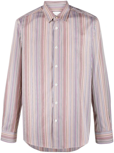 Shop Paul Smith Striped Pointed-collar Cotton Shirt In Multi Coloured