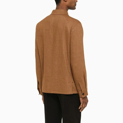 Shop Zegna Silk-blend Vicuna Shirt In Brown